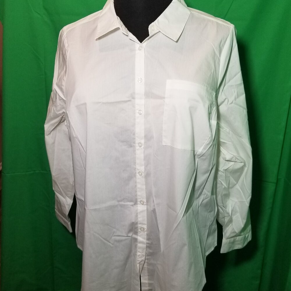 Torrid Basic White‎ Long Sleeve Button Business Plus Size 3 Casual Office Preppy